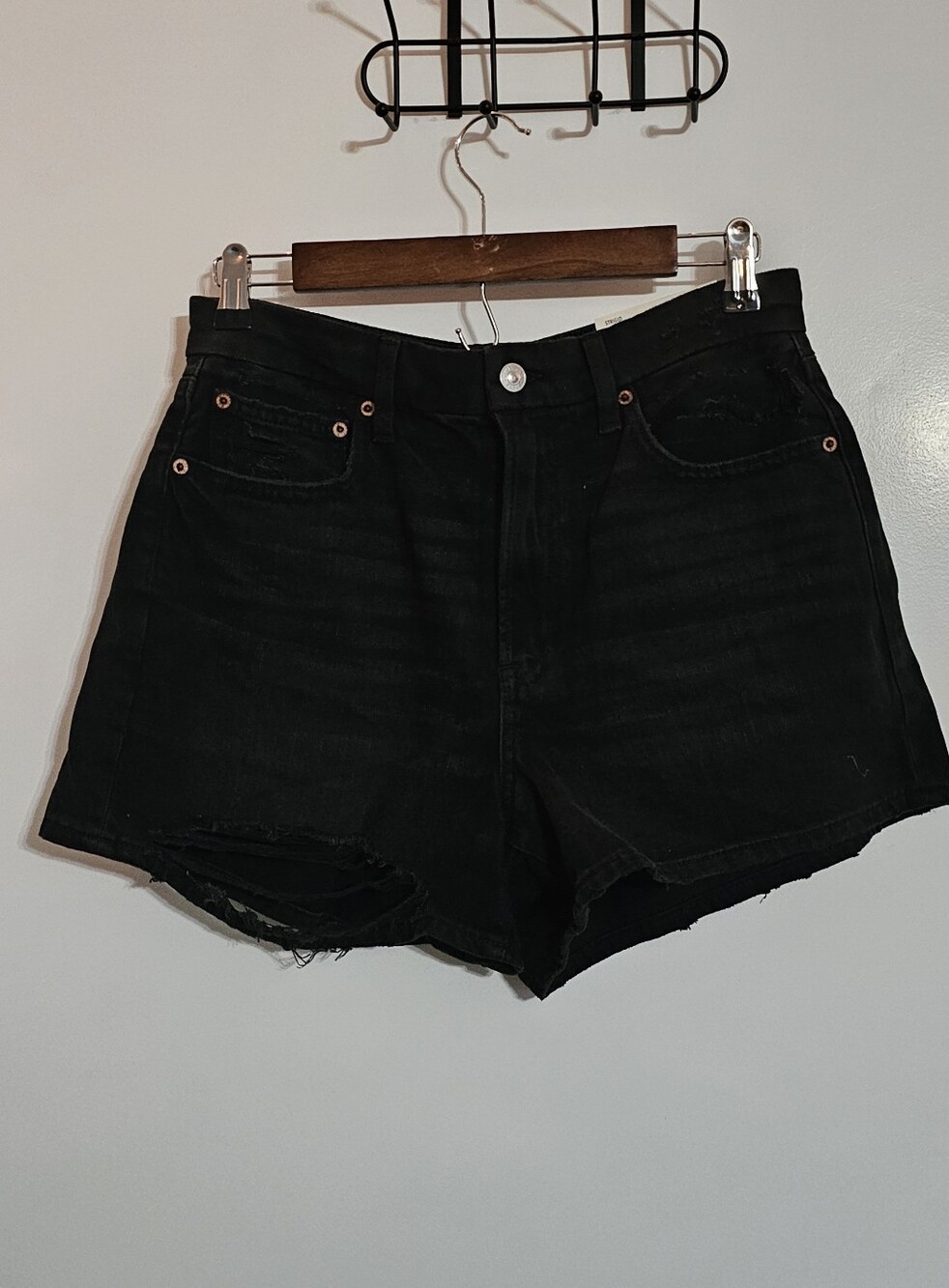 American Eagle Black High-Rise Denim Shorts